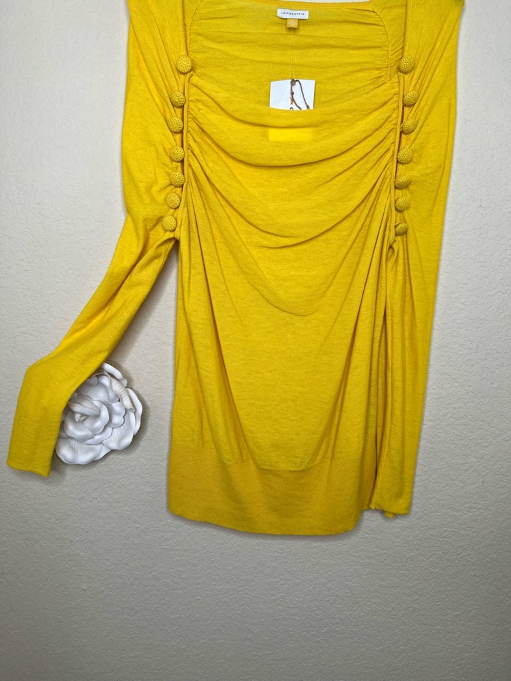 NTM Anthro Leifsdottir Marigold Draped Cowl Sweater Button Detail Boho Artsy L - Picture 4 of 16